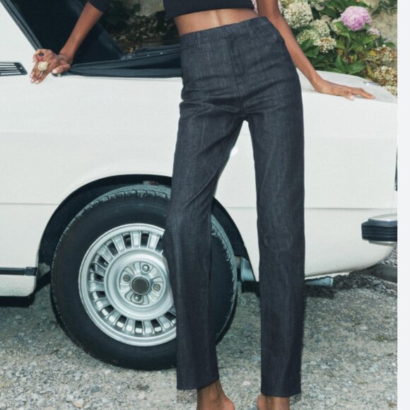 Zara Women's Size 8 Blue Straight Leg Trouser Jean - Picture 1 of 6